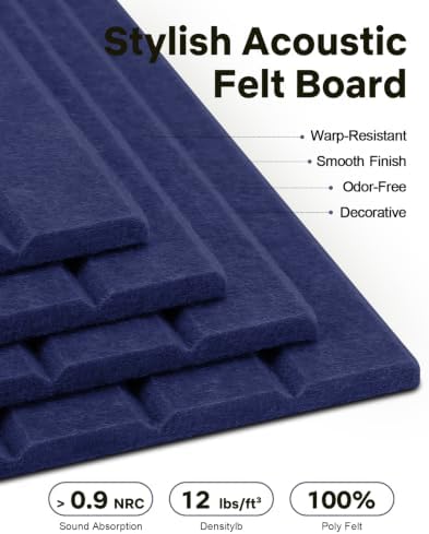 48" x 36" Large Cork Bulletin Board Tiles, Peel and Stick Felt Wall Panels for Vision, Message Center, Picture and Prayer Board for Office, Dorm, Room and Desk Decor(Carbon Blue)