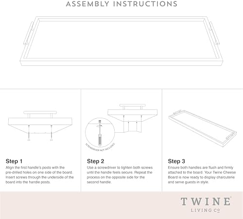 Twine Modern Manor Longboard Cheese Platter with Handles, Rectangular Cheese Board and Home Decor Tray, Dining Table Accessories Acacia Wood Set of 1