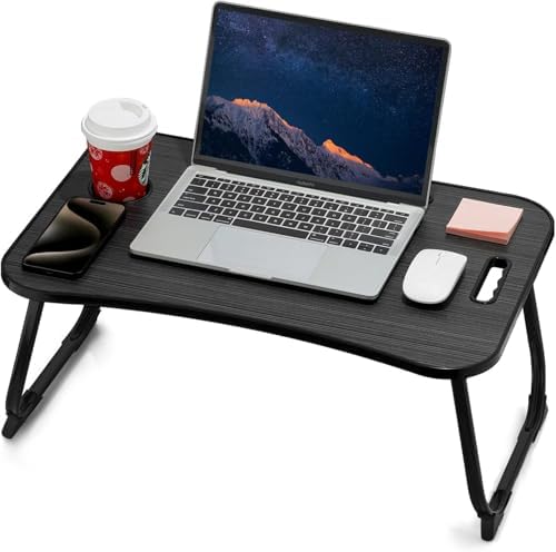 ZEAPTAC Foldable Lap Desk, Bed Desk, Bed Table & Laptop Stand w/Cup Holder