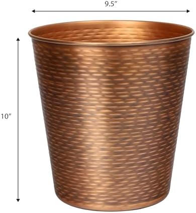 happimess Remi 2.1 Gal Textured Steel Wastebasket, Antique Copper, Set of 2