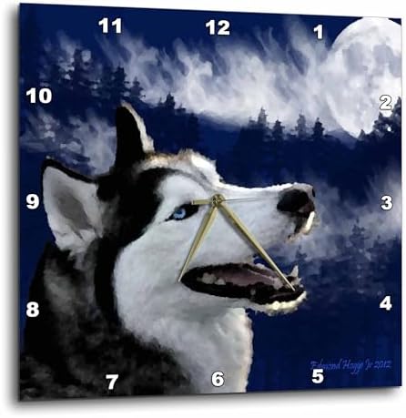 3dRose Wall Clock Silent - 10 inch - Blue Eyed Alaskan Husky - Jr Alaska