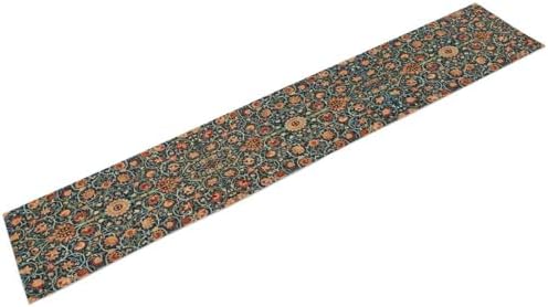 William Morris Table Runner, Boho Rustic Ethnic Flower Original Design Print Table Runner for Home Party Dining Room Kitchen Decor 13x108 Inch