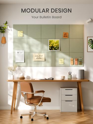 Bumusty 48"x 36" Large Felt Bulletin Board Tiles, Sage