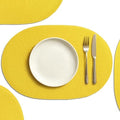AHHFSMEI Placemats Set of 8 for Dining Table Washable Woven Vinyl Non-Slip 18x12 inches Placemat Heat-Resistant Durable Table Mats for Dining Table Easy to Clean (Yellow, 8)