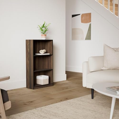 Furinno Basic 3-Tier Book Shelf with Open Shelves, Columbia Walnut