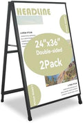 24x 36 Inch A Frame Sign Heavy Duty Sandwich Board Double-Sided Pavement Sign Folding Sign Holder Outdoor for Businesses Store Signs (Frame only),2PACK