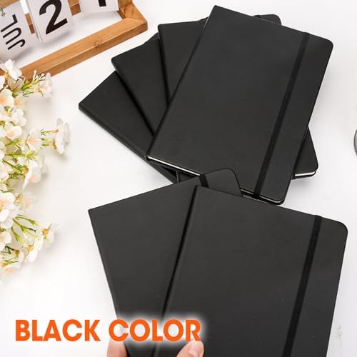 8 Pack Lined Journal Notebook for Work, A5 Hardcover (5.5" x 8.3"), Black 136 Pages Medium College Ruled Notebook Bulk, for Writing, Note Taking, Business Work School Home