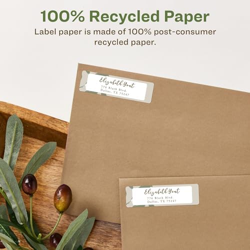 Avery® EcoFriendly Recycled Return Address Labels, 1/2" x 1-3/4", White, Permanent Label Adhesive, 8,000 Printable Labels (48467)