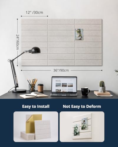 Cork Board, 36''x24'' Felt Bulletin Board with Self Adhesive Camel