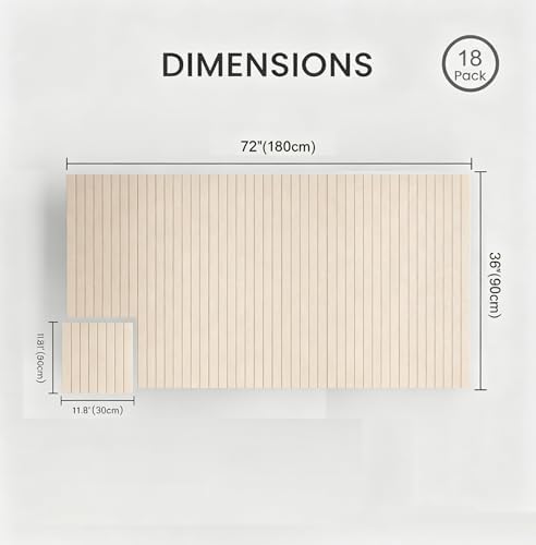 Large Felt Bulletin Board 72"x 36"-18 Felt Tiles Cork Board Wall Panels Home Office Wall Fabric Pin Board for Classroom/Kids Art Display/Photo Picture Wall/Acoustic,Self-Adhesive,Light Camel