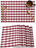 Christmas Placemats Set of 4, Rustic Burgundy White Buffalo Check Plaid Pattern Heat Resistant Washable Table Place Mats Farmhouse Table Linens Party Holiday Decor for Kitchen Dining Outdoor Indoor