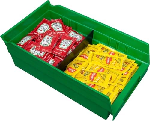 Akro-Mils 30130 Heavy Duty Plastic Shelf Bins, 12"x 6.5"x 4", Green, 12-Pk