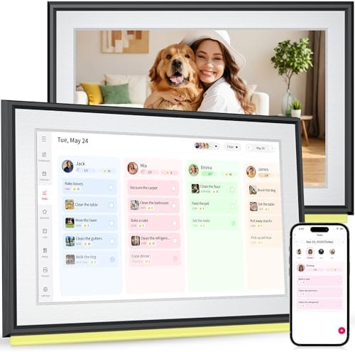 BIGASUO 10.1" Digital Calendar, Smart Touchscreen Interactive Display, Electronic Organizer for Monthly, Weekly & Daily Agenda, Chore Chart, Meal Planner, To Do List, Family Schedules, Picture Frame