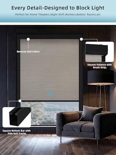 SmartWings Motorized Smart Roller Shades, 100% Blackout Essential Cream