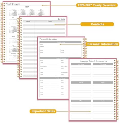Daily Planner 2026-2027 - July 2026 to June 2027, 7" x 10", Pink