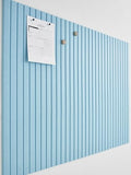 VIVELDA Felt Bulletin Board Tiles 48"x36" - 12-Pack Cork Board Alternative, OEKO-TEX Certified, NRC 0.95 Acoustic Wall Panels, Damage-Free Adhesive, Slatted Design, Home Office & Classroom (Baby Blue)