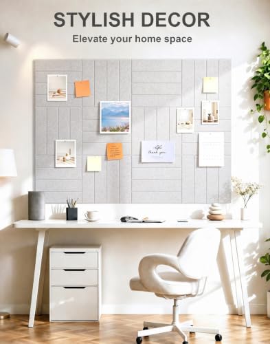 0.47" Thick Felt Wall Tiles 48"x36" Cork Board Alternative 12 Pack 11.81"x11.81"Felt Bulletin Board Pin Board with Removable Adhesive Tape&60 Pushpins for Home Office School(Bold-Light Camel)