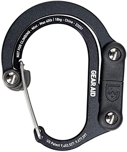 GEAR AID HEROCLIP 360° Swivel Carabiner Gear Clip and Hook (Medium) for Camping, Backpack, Suitcases and Garage Organization