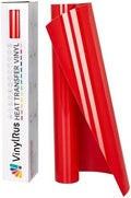 Heat Transfer Vinyl-12” x 8ft Red Iron on Vinyl Roll for Shirts, HTV Vinyl for Silhouette Cameo, Easy to Cut & Weed