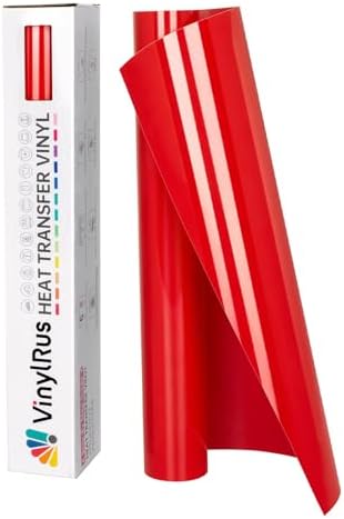 Heat Transfer Vinyl-12” x 8ft Red Iron on Vinyl Roll for Shirts, HTV Vinyl for Silhouette Cameo, Easy to Cut & Weed
