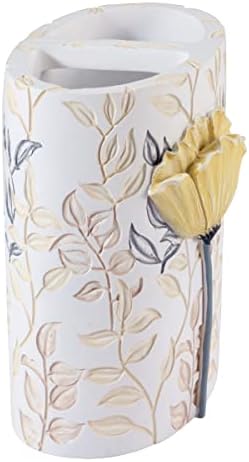 Avanti Linens - Toothbrush Holder, 100% Hand-Painted Resin Bathroom Accessories, Floral Home Decor (Marielle)