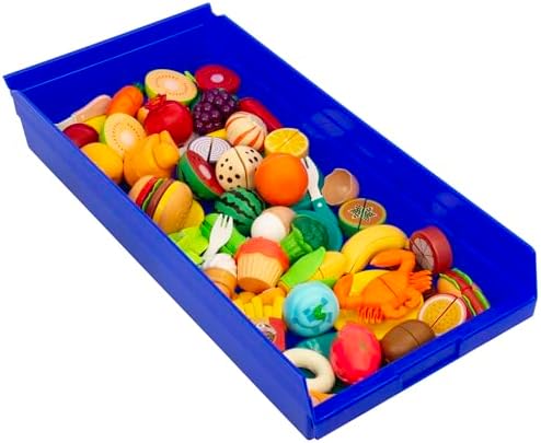 Akro-Mils 30174 Heavy Duty Plastic Shelf Bins, 24"x 11"x 4", Blue, 6-Pk
