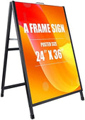 24 x 36 Inch A Frame Sign Portable Double-Sided Folding Sandwich Board with Carry Handle Heavy Duty Slide-in Sidewalk Signboard for Outdoor Street Advertising Poster