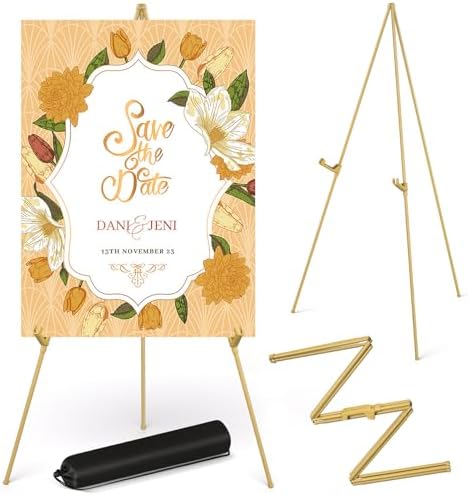 Display Easel Stand for Wedding Sign, Tripod Collapsible Portable Easel