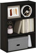 Furinno PASIR Book Shelf, 3-Tier Bookshelf, Storage Shelves Bookcase, 9.7 x 23.7 x 31.5, for Living Room, Bedroom, Home Office, Dark Espresso