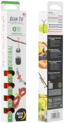Nite Ize GTBA-A2-R8 Original Gear Tie, Reusable Rubber Twist Tie, Made in the USA, Assortment, 8 Pack