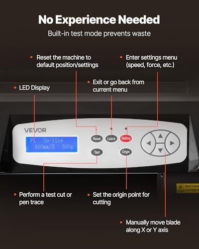 VEVOR Vinyl Cutter Machine, 34 inch Max Feed Width, Dual Blades, Adjustable Force and Speed, LED Display, Vinyl Plotter Cutter Printer with Signmaster Software for Compatible with Windows and macOS