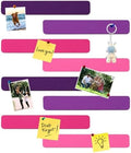 8Pcs Rectangle Felt Cork Board Bar Strips with 35 Pushpins, Self-Adhesive Bulletin Board Strips for Office School Home Wall Decor Stickers Memos Schedules Photos Display -Gradual Purple