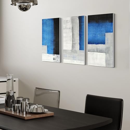 UMIACOUSTICS 3 Pcs 0.7Inch Thick Art Acoustic Panels, Decorative Acoustical Wall Panels, Sound Absorbing Art Panels for Home, Office, Hotel, Cerulean-Mist-Veil