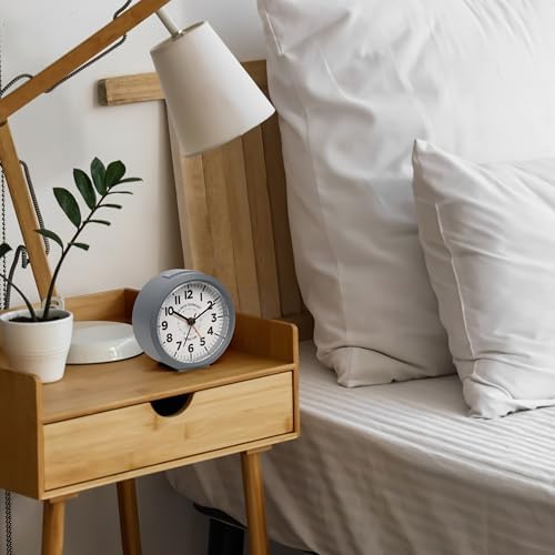 La Crosse Technology 617-710-INT 4-Inch Round Gray Atomic Analog Alarm Clock