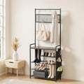 VEVOR Hall Tree, 70.9 in Coat Rack with Shoe Storage, Freestanding 4-Tier Shoe Rack Organizer with Hooks, Side Pocket and Wire Shelf, Steel Frame Entrance Coat Holder for Entryway, Bedroom, Closet