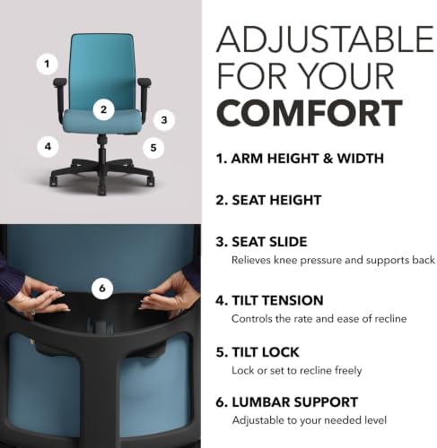 HON Ignition 2.0 Low Back Ergonomic Office Chair, Desk Chair, Sky