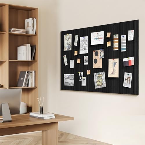 Enayplon Black Felt Board 59" x 36", Large Cork Board for Wall, Felt Wall Tiles 15 Pack, Bulletin Boards for Office, Home, Wall Decor, Pin Boards for Walls