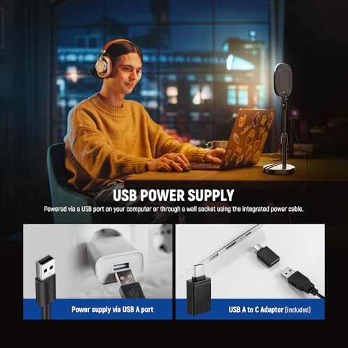 NEEWER Basics 5" Full Screen LED Ring Light with Stand for Desk Video Calls, CRI95, 10W Bi Color Edge Lit Zoom Conference Lighting for Computer Laptop Webcam Phone Streaming Recording, NL10