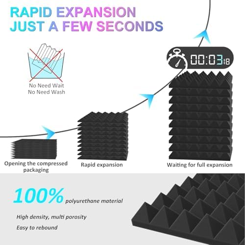 JBER 6 Pack Acoustic Sound Foam Panels, Pyramid Sound Absorbing Panels