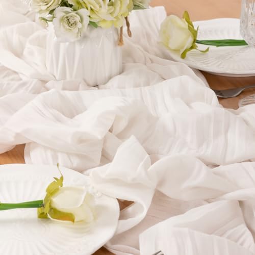 Ivory Cheesecloth Table Runner Fall Boho Wedding Birthday Home Decor