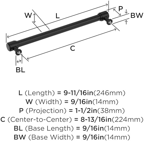 Amerock 8-13/16" Faircrest Matte Black Drawer Pull