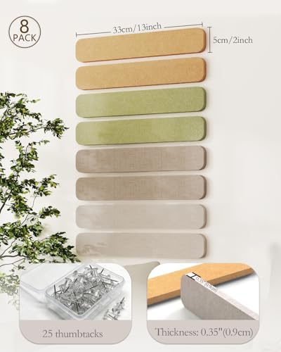 JBER Felt Strip Board 13" x 2", 8 Pack Cork Board Alternative, Harvest