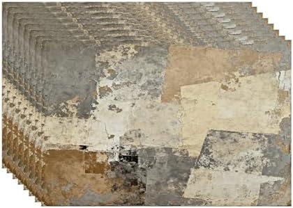 Batmerry Grey Abstract Art Linen Placemats Set of 8, Beige Painting Washable Table Mats for Kitchen Table Thickened Heat Insulation Dining Set Indoor Outdoor 12X18 in