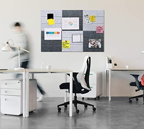 Large Felt Board Tiles for Wall with Pack of 6 Pin Board Notice Boards for Home Office Kitchen, Bulletin Board Wall Tiles for Photos Memos (Drak Grey+Light Grey, 6 Pack)