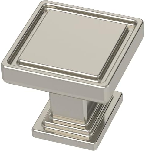 Franklin Brass 10 Pack Polished Nickel Cabinet Knobs 1 inch (25mm) Kitchen Cabinet Handles and Drawer Knobs for Cupboards, Dressers, Furniture, Bathroom Vanity |Recessed Square