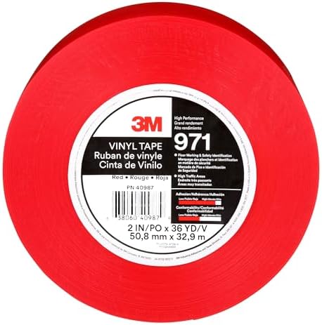 3M Durable Floor Marking Tape 971, Red, 2 in x 36 yd, 17 mil, 1 Roll