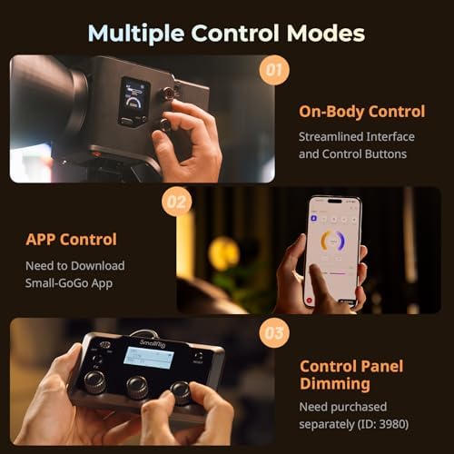 SMALLRIG RC 220B Pro 220W COB Video Light, Bi-Color Video Light 2700K-6500K