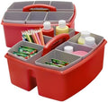Storex Large Classroom Caddy with Cups, 13 x 11 x 6.575 Inches, Red, Case of 2 (00981A02C)