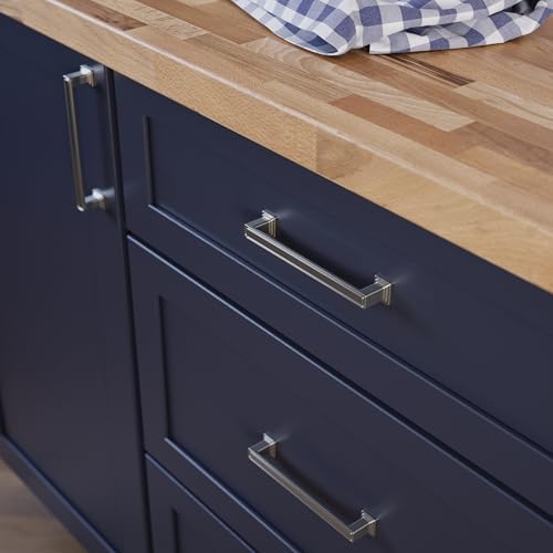 Franklin Brass 10 Pack Polished Nickel Cabinet Handles 5-1/16 inch (128mm) Kitchen Cabinet Handles and Drawer Pulls for Cupboards and Dressers | Recessed Square