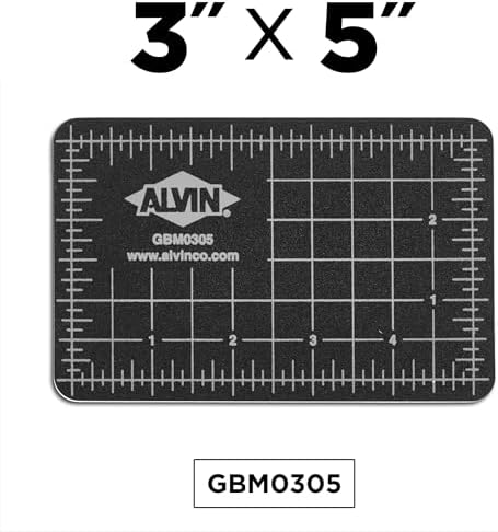 ALVIN GBM Self-Healing Cutting Mat 3.5 x 5 inch | Double-Sided Green/Black | 5-Layer Gridded Surface for Arts, Crafts and Sewing - Model GBM0305